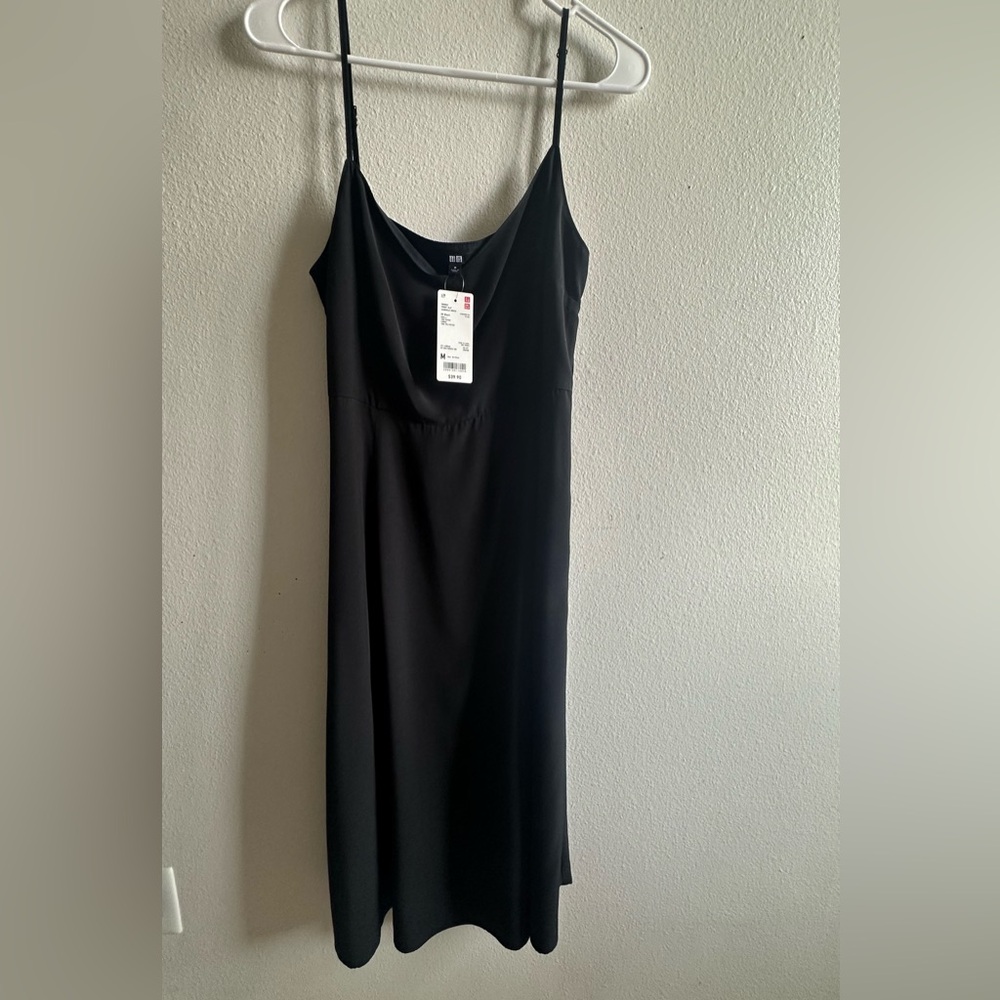 Uniqlo Black Front Slit  Camisole Dress